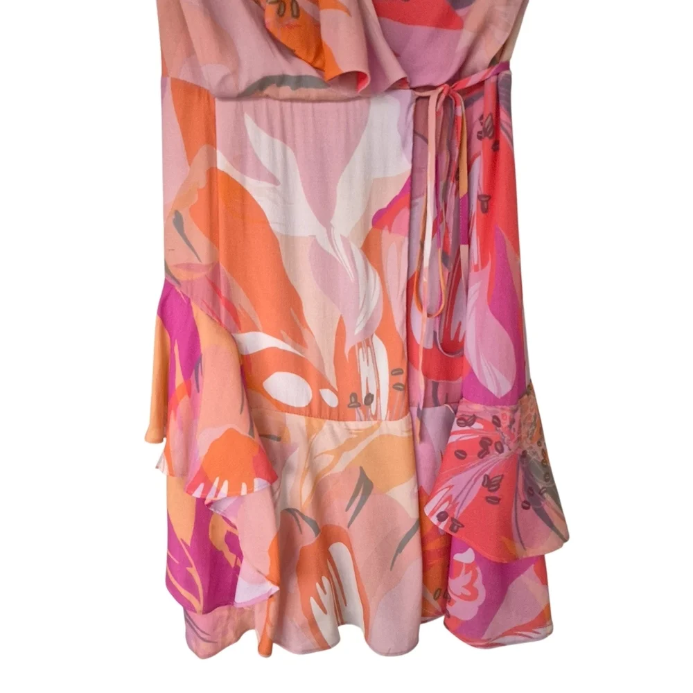 Reiss Marseille Floral Tropical Print Mini Wrap Dress NWT - Picture 7 of 9